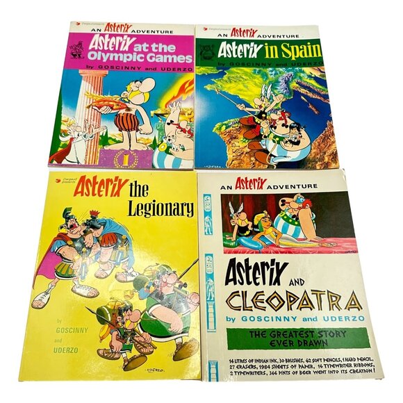 Asterix Graphic Novel Book Lot 4 Cleopatra Olympic Spain Legion PB 70s English - Picture 2 of 16